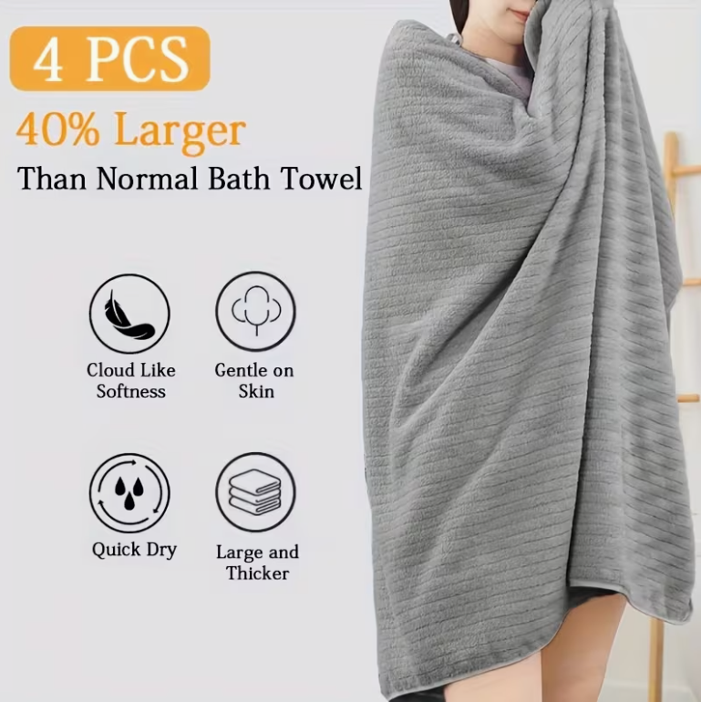 12-Pack HydroLock Ultra-Absorbent Oversized Bath Towels – 3-Color Quick-Dry Microfiber Bath Sheets, 35" × 70"