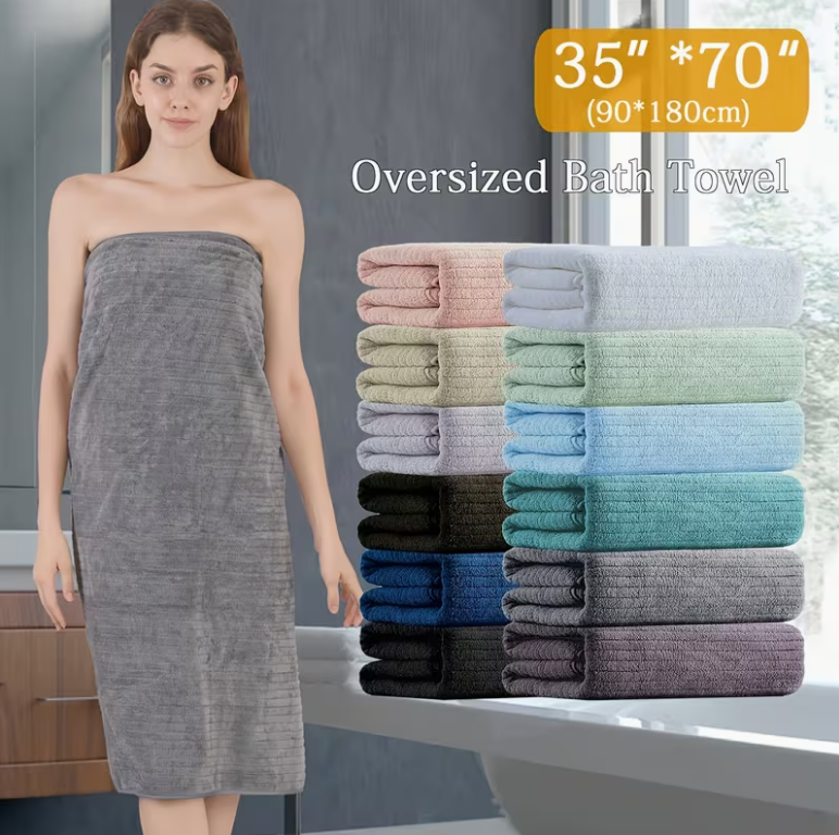 12-Pack HydroLock Ultra-Absorbent Oversized Bath Towels – 3-Color Quick-Dry Microfiber Bath Sheets, 35" × 70"
