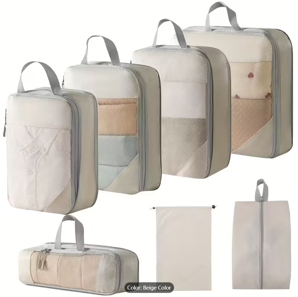 7Pcs Expandable Storage Travel Luggage Bags Compression Packing Cubes🧳👜💼