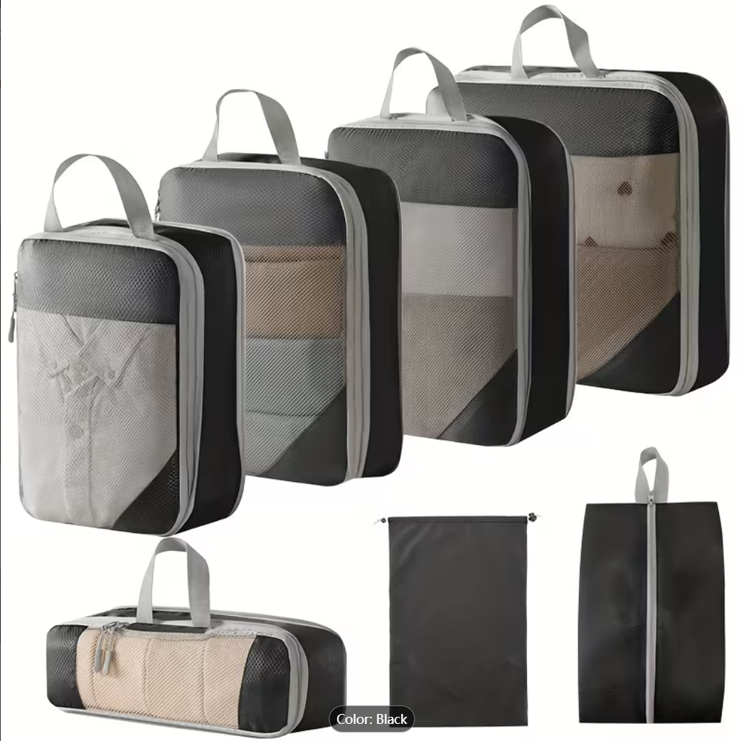 7Pcs Expandable Storage Travel Luggage Bags Compression Packing Cubes🧳👜💼