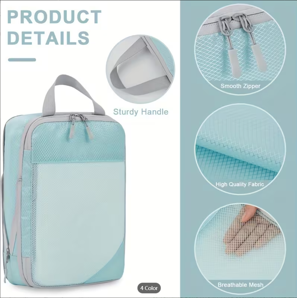 7Pcs Expandable Storage Travel Luggage Bags Compression Packing Cubes🧳👜💼