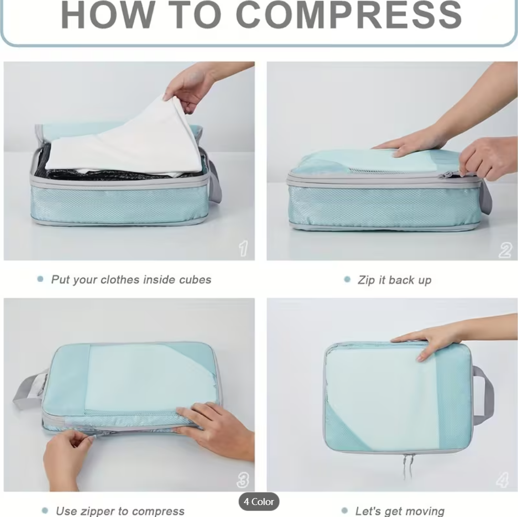 7Pcs Expandable Storage Travel Luggage Bags Compression Packing Cubes🧳👜💼