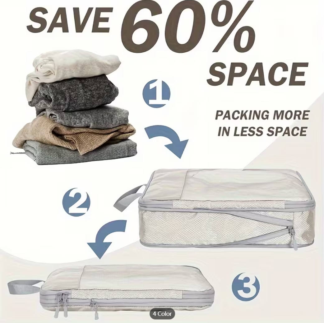 7Pcs Expandable Storage Travel Luggage Bags Compression Packing Cubes🧳👜💼