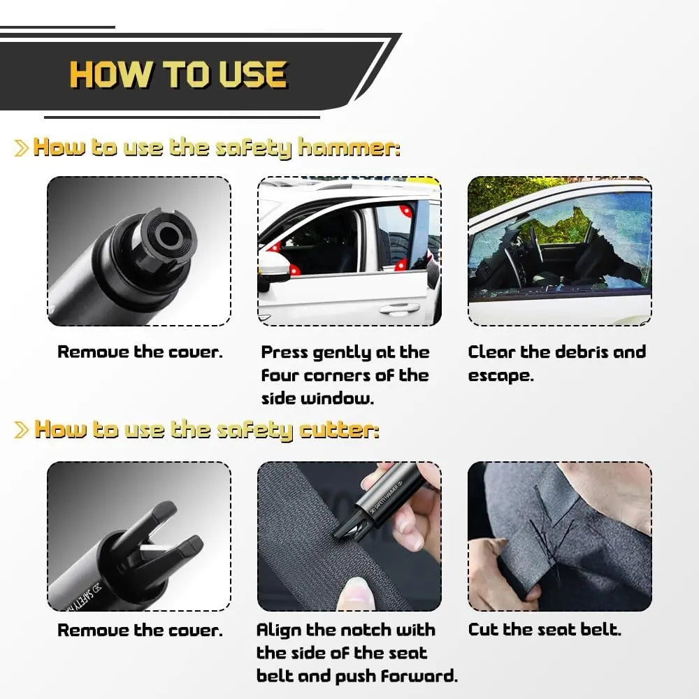 3Pcs Car Window Breaker Seatbelt Cutter 2 in 1