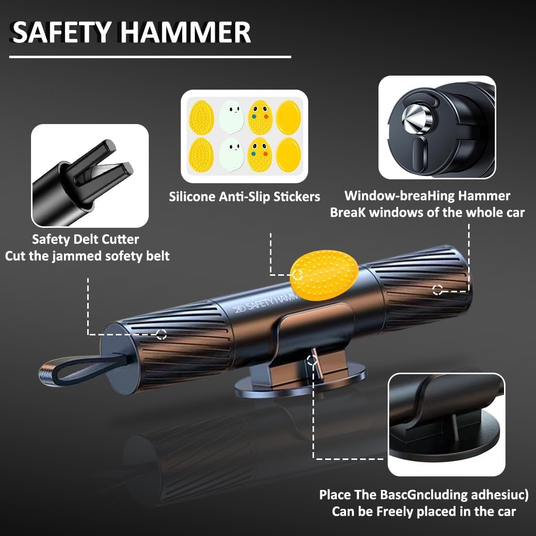 3Pcs Car Window Breaker Seatbelt Cutter 2 in 1