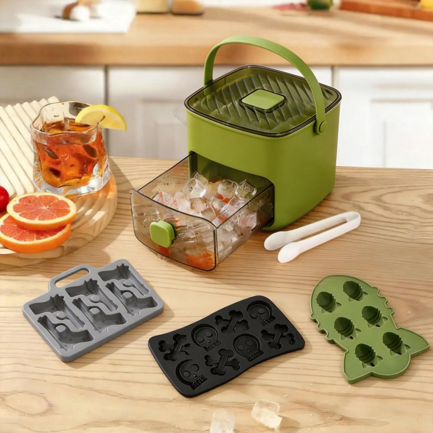 2-in-1 Large Capacity Ice Mold & Storage Bin Set 🧊(More fun and better than it looks on video✨)