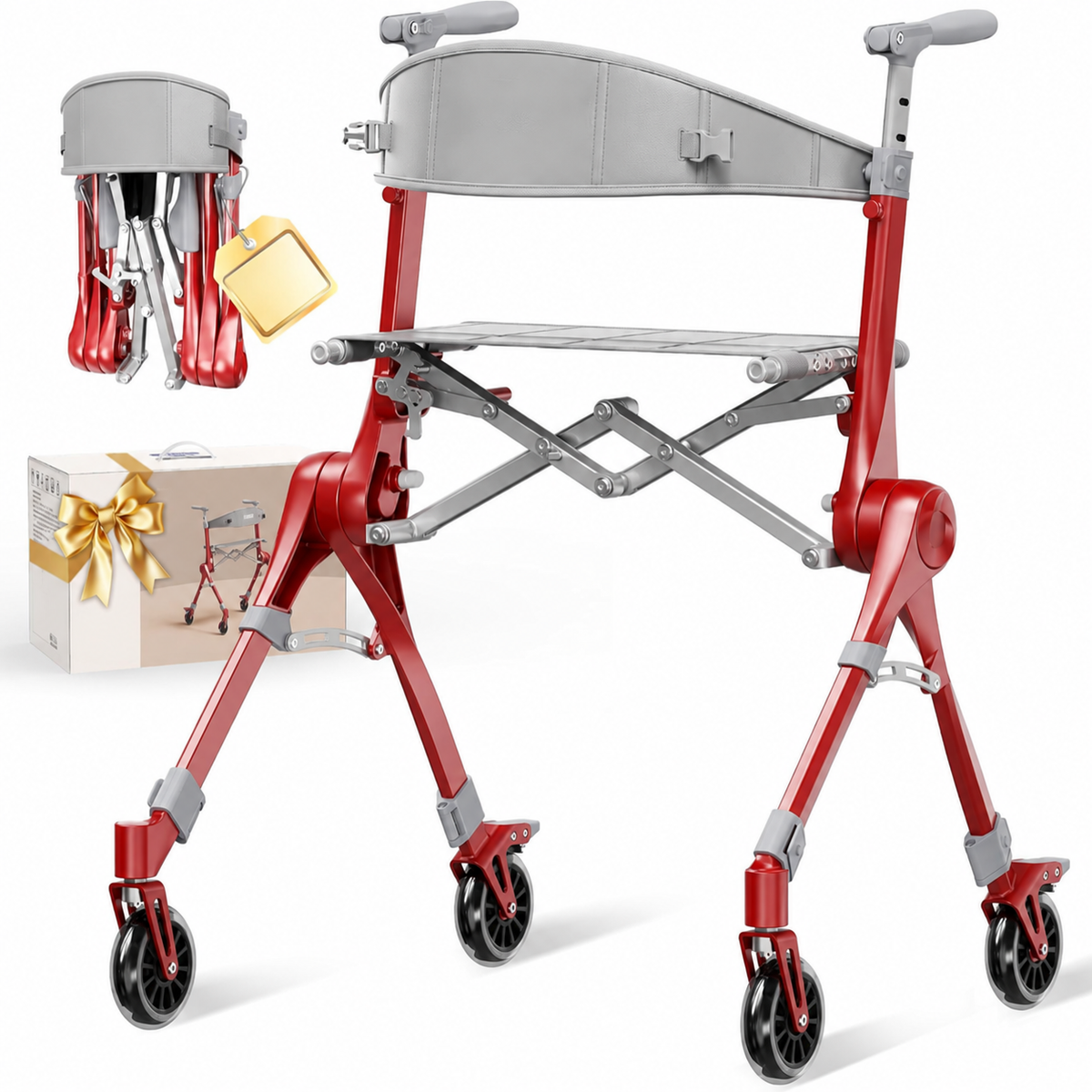 Foldable Rollator Walker with Seat | Lightweight for Seniors-🔥 LIMITED-TIME 50% OFF🔥