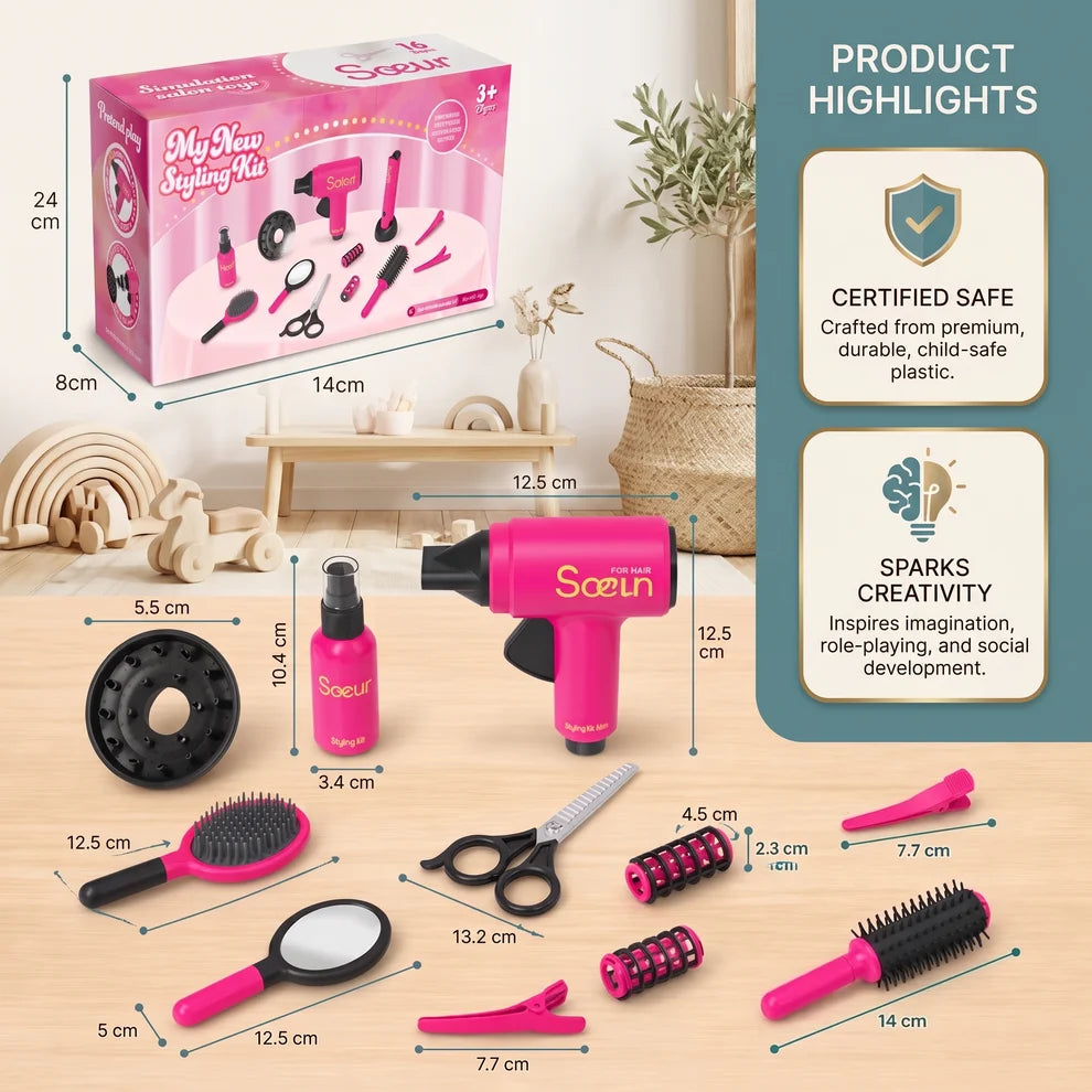 14-Piece Kids Hair Salon Role Play Set