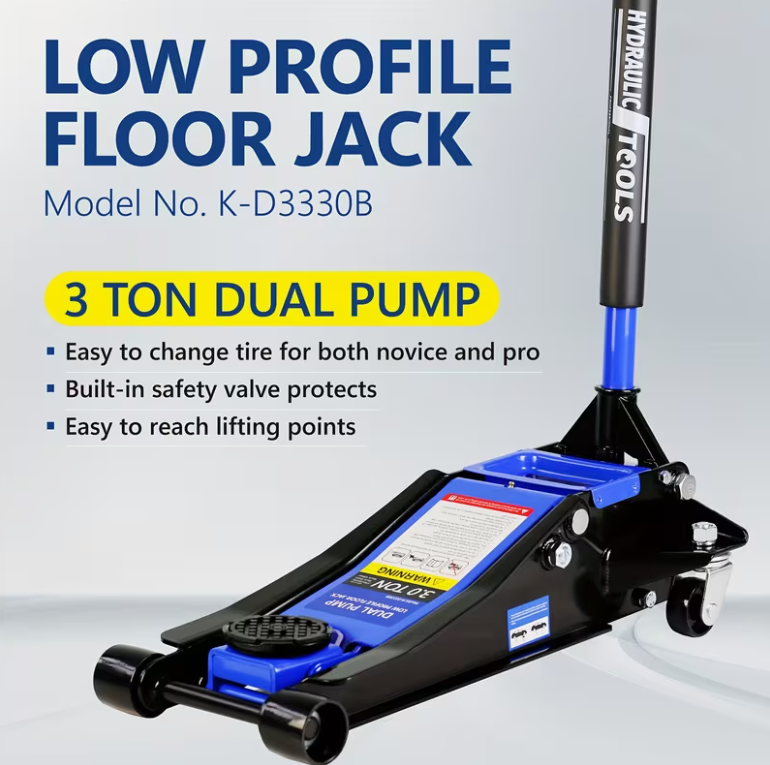 Hydraulic Low Profile and Steel  Jack 3 Ton (6600 lb) Capacity