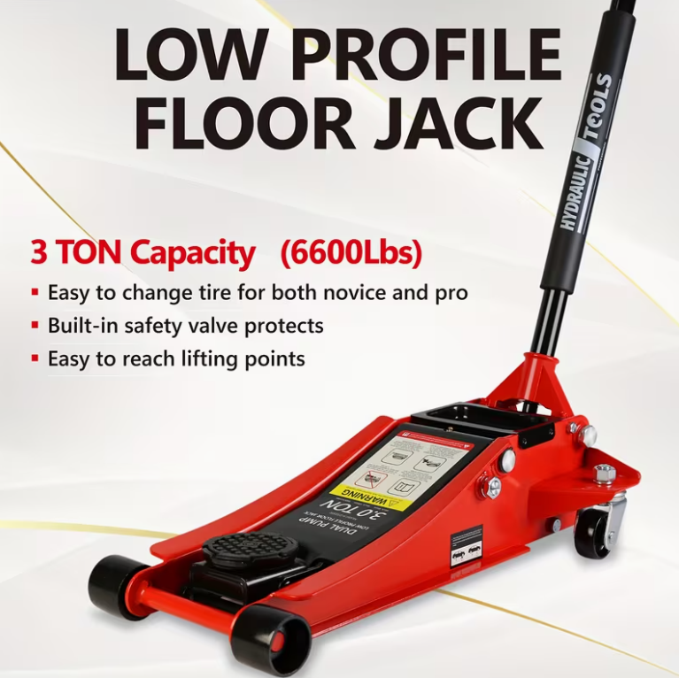 Hydraulic Low Profile and Steel  Jack 3 Ton (6600 lb) Capacity