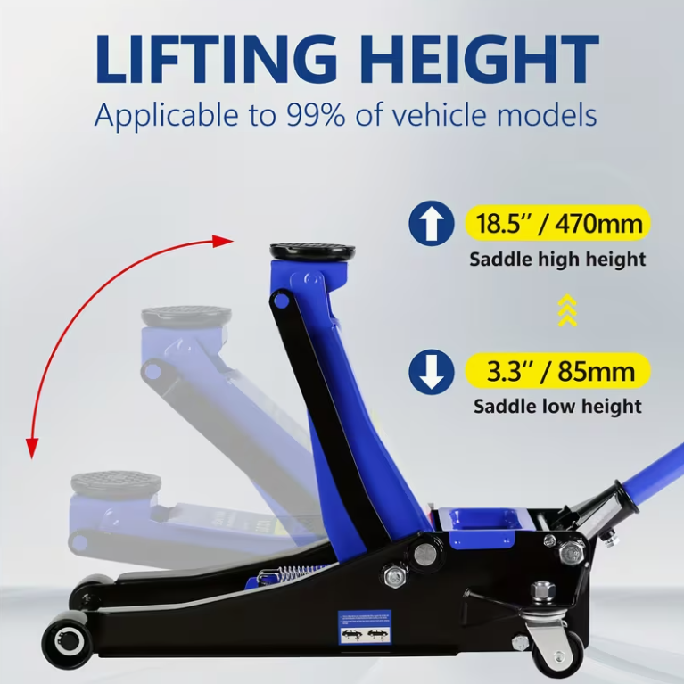 Hydraulic Low Profile and Steel  Jack 3 Ton (6600 lb) Capacity