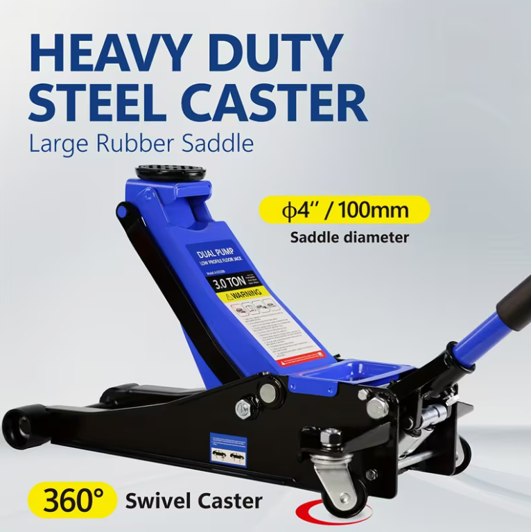 Hydraulic Low Profile and Steel  Jack 3 Ton (6600 lb) Capacity