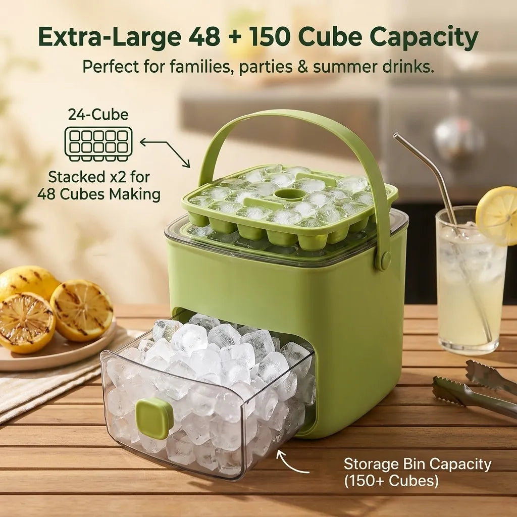 2-in-1 Large Capacity Ice Mold & Storage Bin Set 🧊(More fun and better than it looks on video✨)