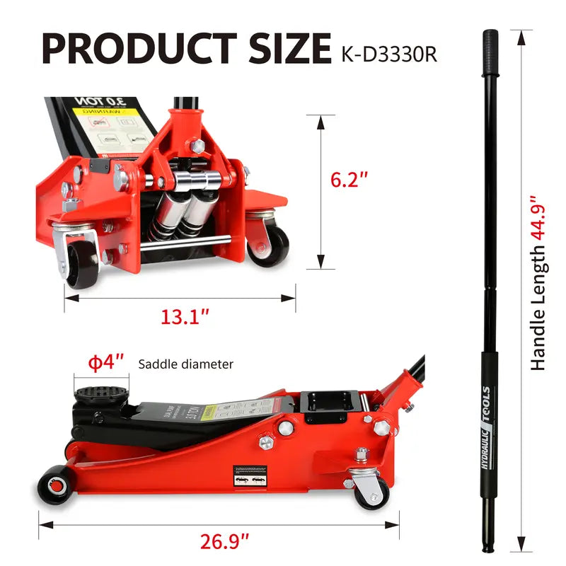 Hydraulic Low Profile and Steel  Jack 3 Ton (6600 lb) Capacity